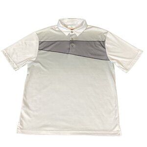 Men's Grand Slam Short Sleeve Golf Polo Shirt L White & Gray 39V